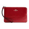 Corner Zip Cow Leather Wrist Bag Clutch Small Women's Red CW855-SVRD
