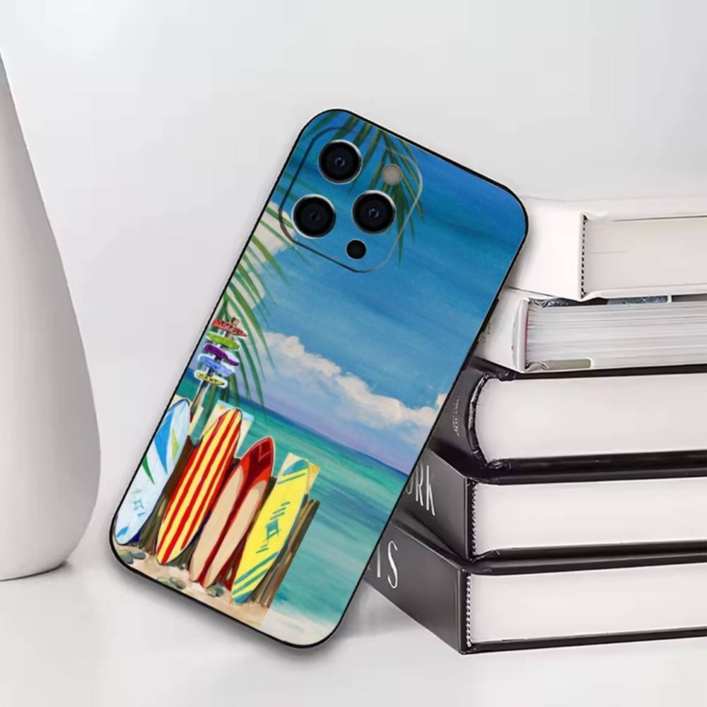 

Aesthetic Oil Painting Landscape Phone Case For iPhone17,16,15,14,13,12,11 Plus,Pro Soft Silicone Black Cover iPhone15