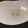 Metal wind round geometric earrings niche simple versatile stud earrings ins fashion high-end earrings