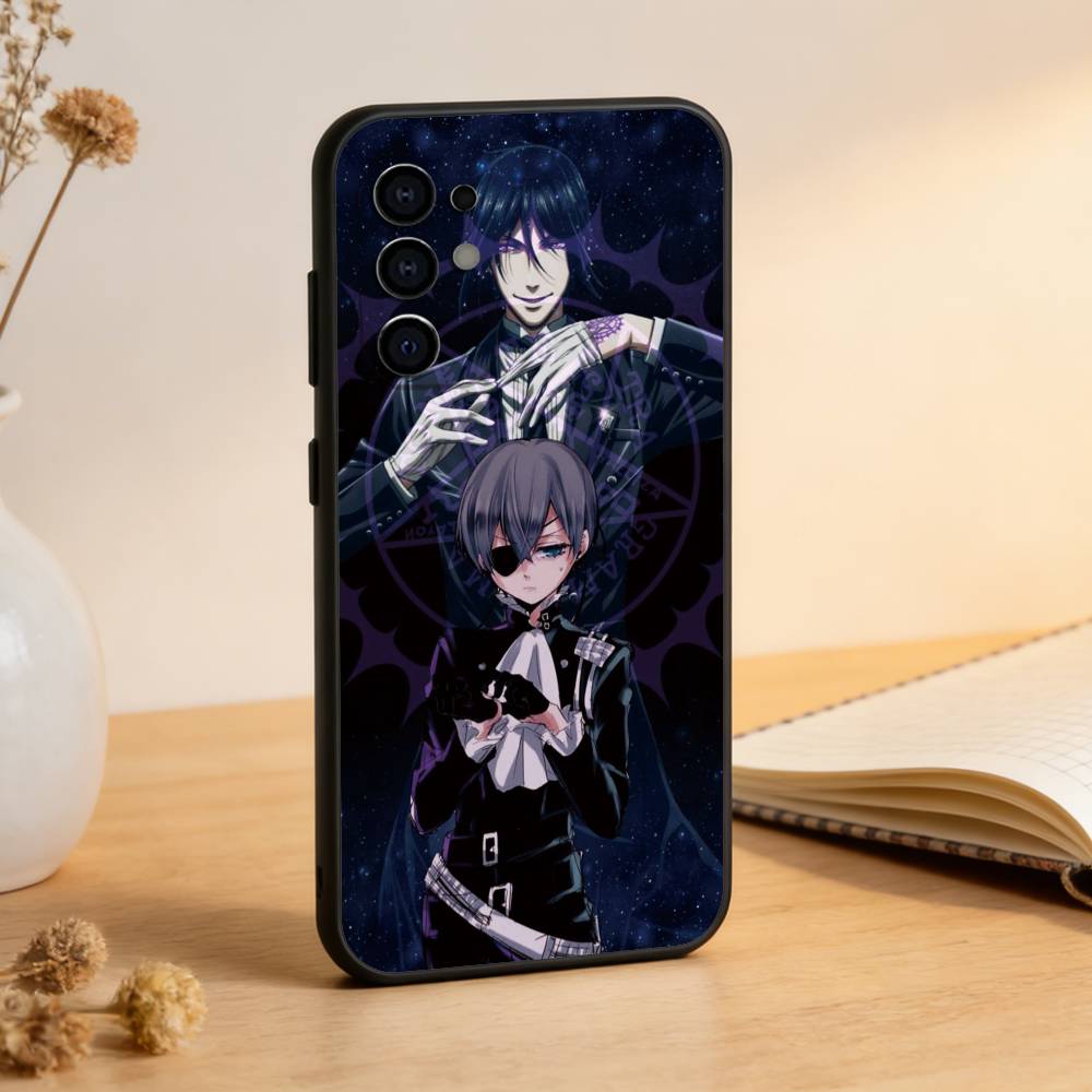 Black Butler Ciel and Sebastian Phone Case Black Silicone Soft For Samsung S25,S24,S21,S22,S23,S30,Ultra,S20,Plus,Fe,Lite