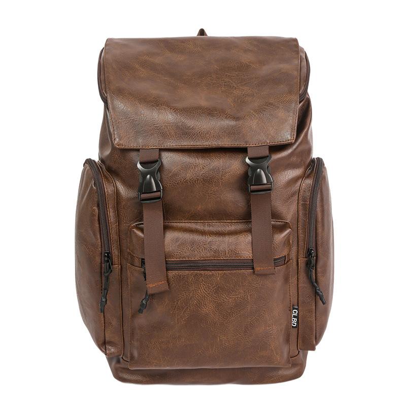 Trendy cool large-capacity travel backpack cross-border new PU retro simple computer backpack high school college student schoolbag