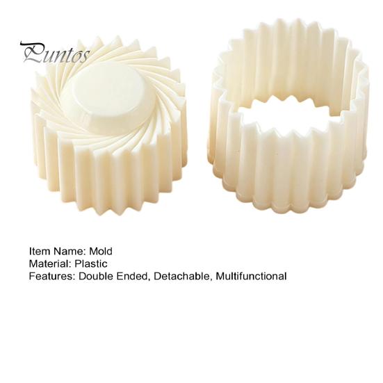 Mini-Teigformwerkzeug 2-in-1 Runde Mondkuchenform, Doppelseitige Gebäckpresse mit Muschelrand und Küchenbackwerkzeuge Spiralprägung für DIY