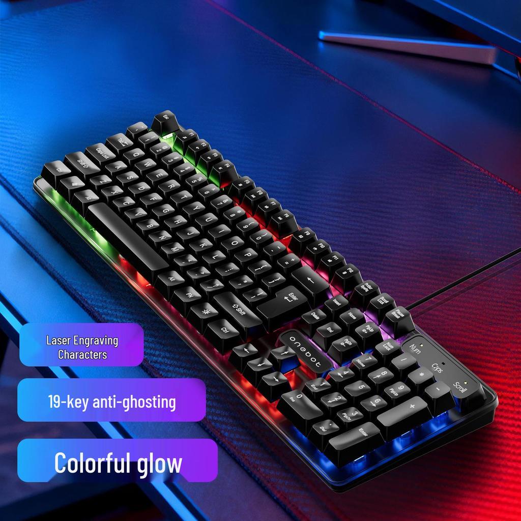 Seven-Color Luminous G100 Wired USB Gaming Keyboard