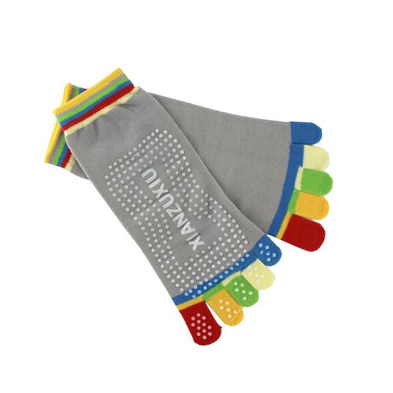 1Pair Anti-Slip Women Ankle Grip Durable Colorful Five Fingers Cotton Yoga Socks