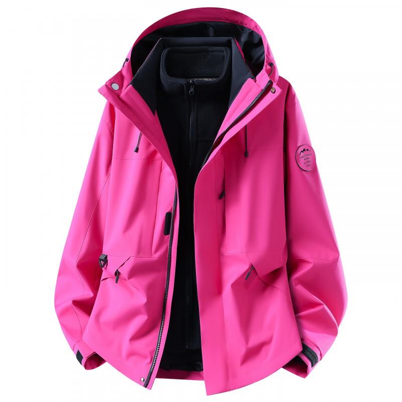 Womens 3-in-1 Waterproof Windproof Outdoor Jacket With Removable Fleece Liner Hiking Camping Travel Winter