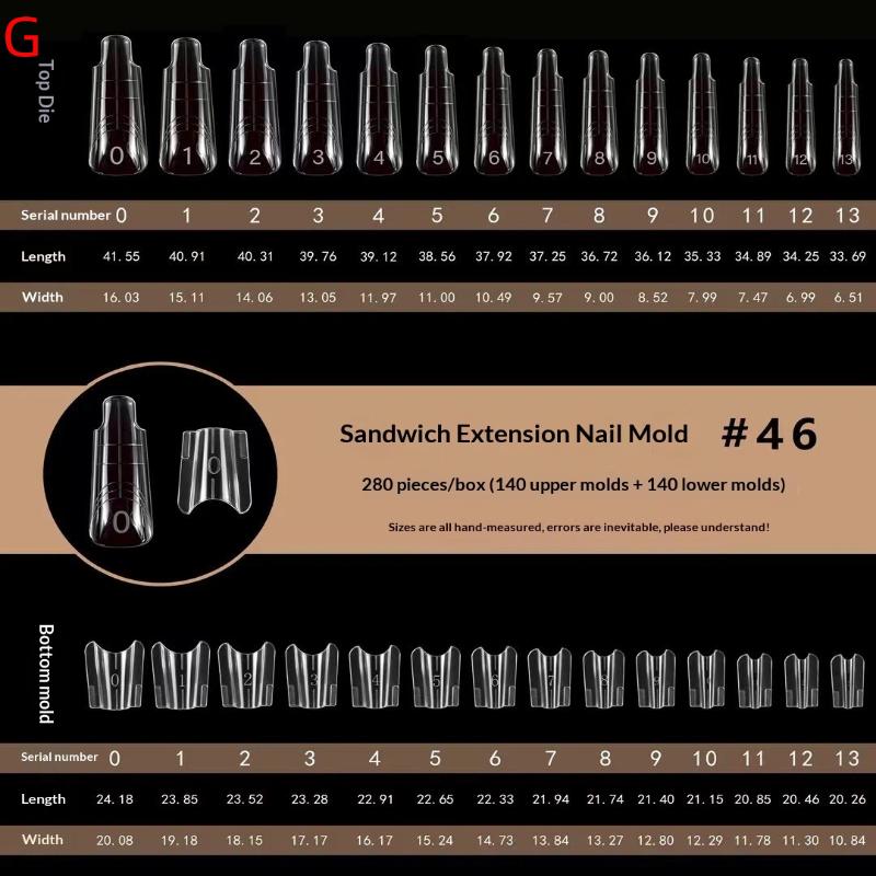 140/280Pcs Sandwich Dual Nail Forms Extensions-Dual Forms Top Bottom Mold Long Square Almond Nail Art Forms Manicure Tool