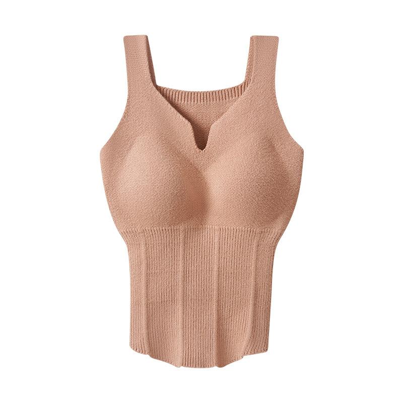 

Autumn and Winter New Knitted Warm Women s Vest Comes With a Chest Cushion Integrated Comfortable Velvet Vest Underwear XL дубильная кора