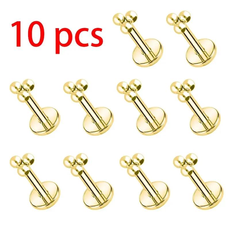 1/10 Stück ASTM F136 Titan 16G Mini 3-Kugel-Cluster Labret Lippenpiercing Tragus Knorpel Helix Conch Ohrstecker Nasenpiercing