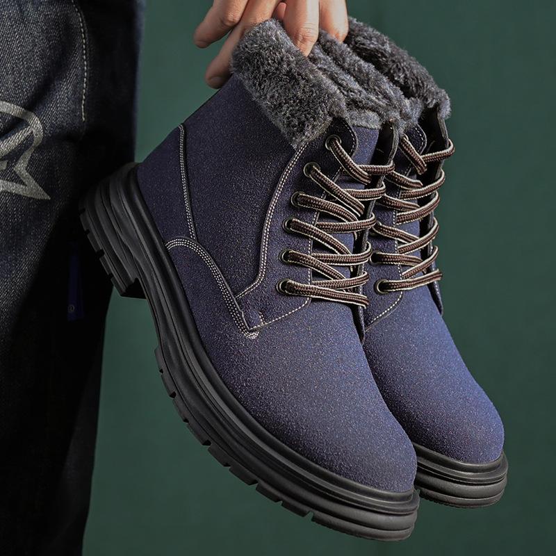 Luxus Herrenstiefel Winter Herren Schneestiefel Hochwertiges Wildleder Dicksohlige Stiefel Outdoor Komfort Herren Baumwollschuhe Botas Para Hombre