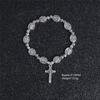 Handmade Rosary Bracelet Elasticated Metal Bracelet  Round Rose Alloy Beads Catholic Saints Images Prayer Bracelets