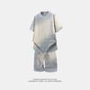 Trendy Men's Summer Jacquard Short Sleeve Round Neck T-shirt Set