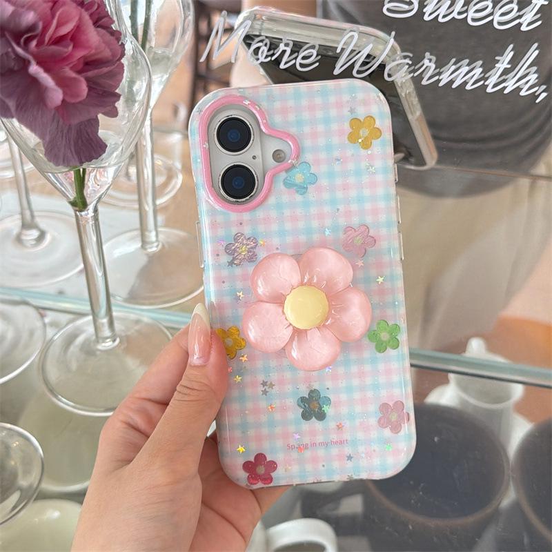 Colorful Floral Plaid Phone Case for iPhone 17/16 Pro Max/15/14