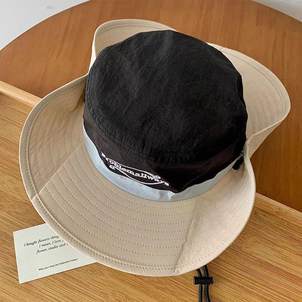 

Color Matching Fisherman Cap Big Brim Hiking Caps Retro Sun Hat Summer