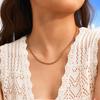 18K Gold Plated Two Tone Oval Beaded Chain Necklace for Women, Stainless Steel Clavicle Choker Necklace, Fashion Jewelry Gift