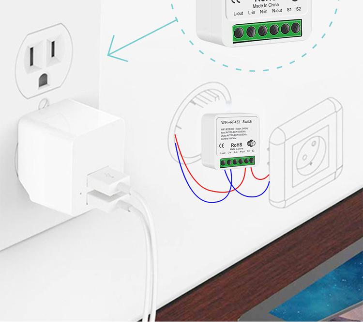 Compact WiFi + RF433 Smart Switch: Tuya Voice-Controlled Flush Mount Timer Switch
