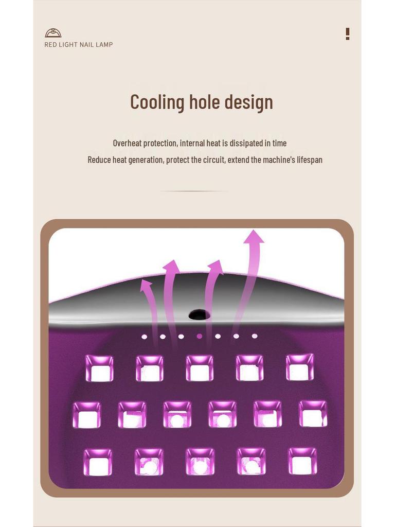 High-Power Quick-Drying 66 LED Nail Gel Curing Lamp with Red Light