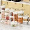 Vintage Airtight Storage Jar Clear Plastic Food Container with Pop Lid Stackable One Button Opening Kitchen Storage Organizer for Cereal Rice Flour