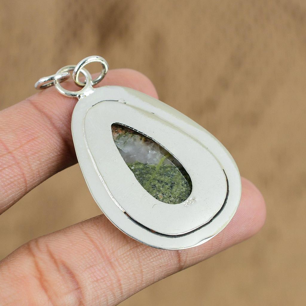 Wedding Gift For Her 925 Sterling Silver Natural Unakite Gemstone Pendant
