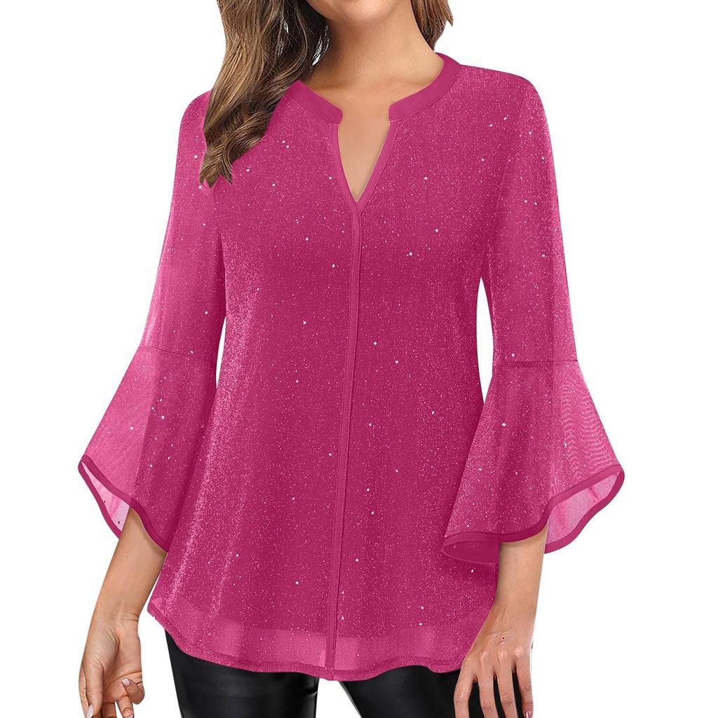 Womens 3/4 Long Sleeve Shirts Tunic Tops Oversized Tshirts Loose Fit Fall Fashion Tops Clothes