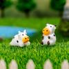 6Pcs Mini Resin Cow Figurine Set Lovely Mini Farm Animal Statue for Fairy Garden DIY Craft Home Desktop Decoration Gift