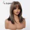 Wig full head cover women's high-level clavicle hair simulation repair age reduction natural straight hair Europe and the United States
