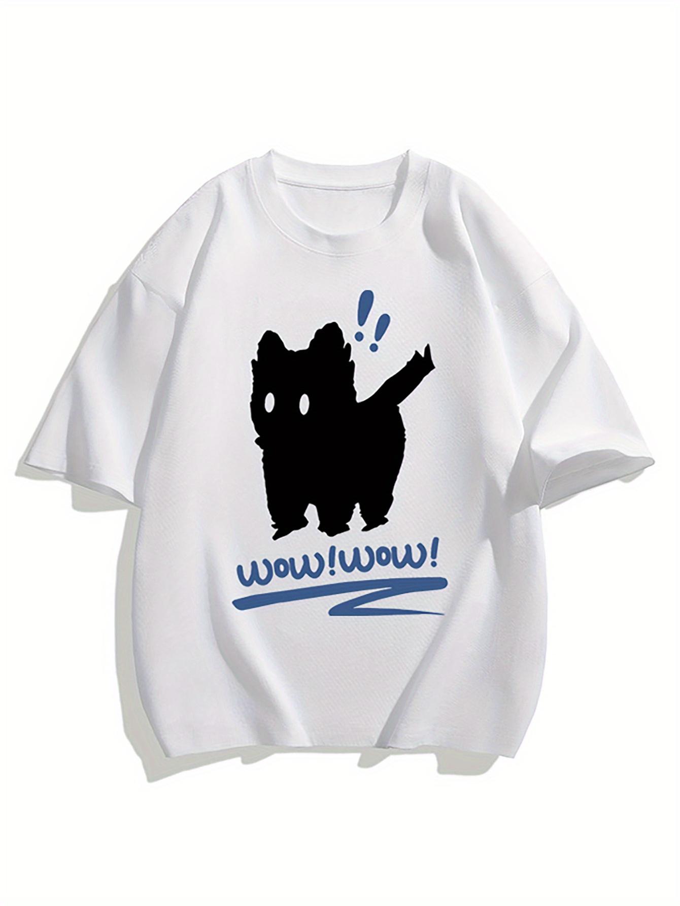 Mens Printed TShirt  100 Cotton  Simple Cat Pattern  Summer Fashion Cute Cat Clothing TShirt S