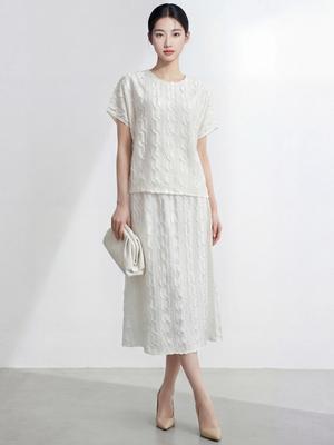 Nanyou Women's Embroidered Summer Two-Piece Set: Loose T-Shirt & Versatile Skirt