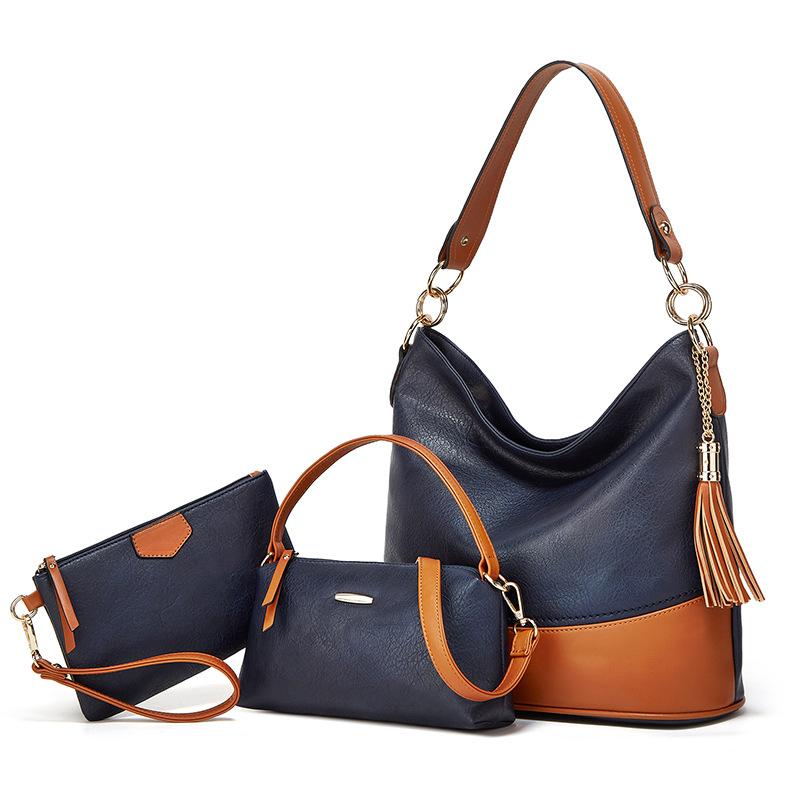 2026 European and American 3pecs/set composite bags tassel shoulder crossbody handbags cross-border factory women's bag