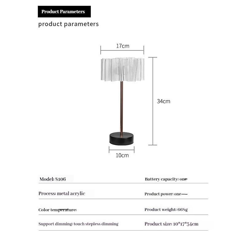 

Алюминиевая USB перезаряжаемая настольная лампа LED Crystal Eye Protection Настольная лампа с сенсорным затемнением Ночной светильник Атмосфера Декоративные светильники changeable чёрный