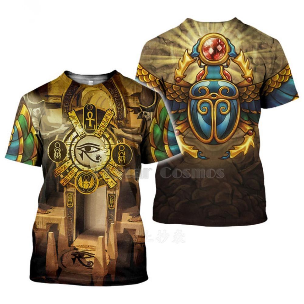 Men's Egyptian Totem 3D Printed T Shirt Summer Funny Retro Mystery Ancient Horus Harajuku Short Sleeve Streetwear