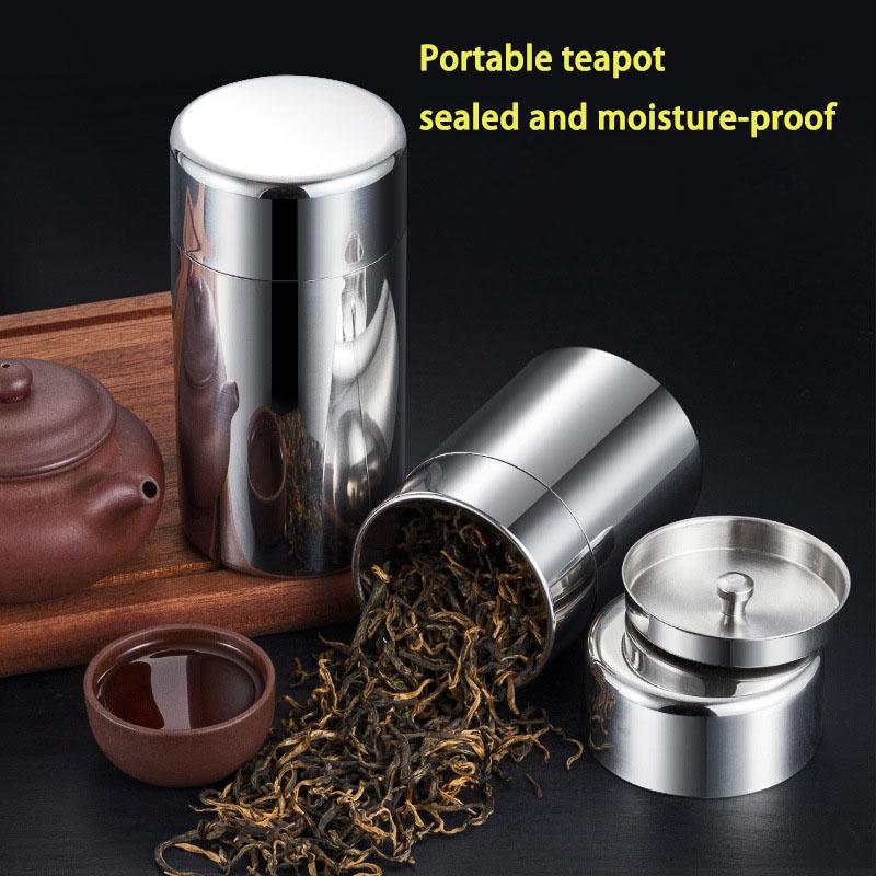 400/550Ml Tea/Coffee Canister With Airtight Double Lids For Loose Tin Containers Stainless Steel Storage