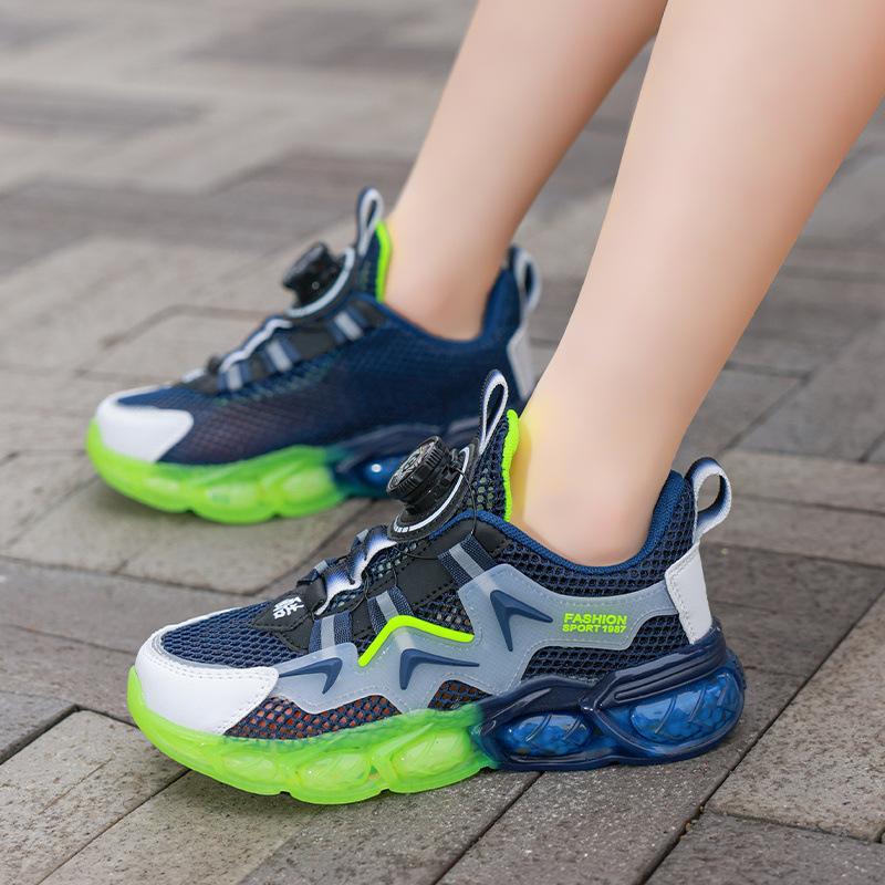 

2025 middle-aged and older children s summer new rotating button mesh shoes, lightweight running shoes for students, breathable and casual for classm 28