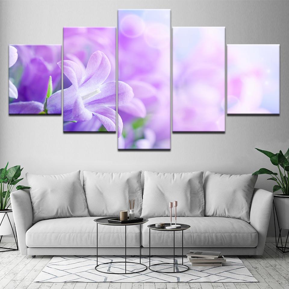 The Pink Lilac Flowers 5 Piece Wallpapers Art Canvas Print Modern Poster Modular Art Painting for Living Room Home Decor