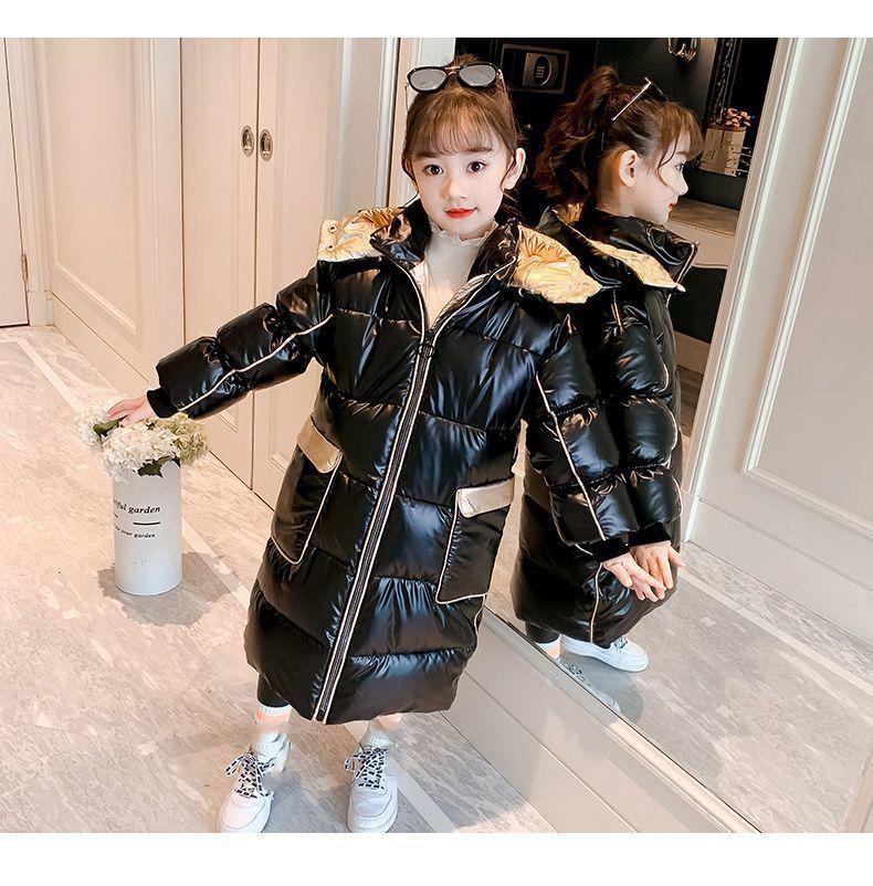 Winter Girls Down Jacket Long Style Keep Warm Fashion Princess Coat Hooded Zipper Girls Outerwear Kids Clothes