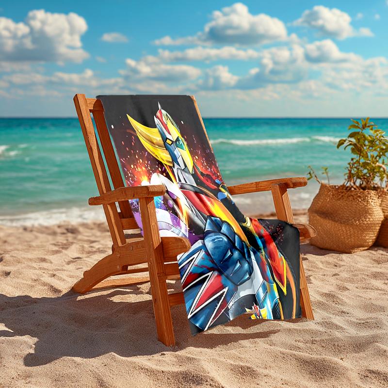 1pc UFO Robot Grendizer5 Beach Towel, Comfortable and Thick, and Swimming/Bath/Picnic/Camping Towel, Suitable for Seaside Beaches