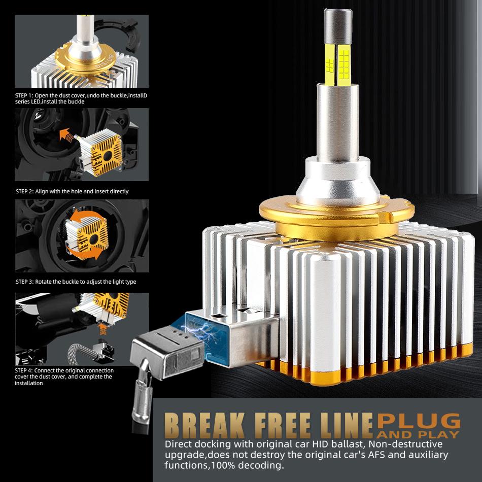 360 D3S D1S LED Car Headlight Xenon Bulb HID 1:1 D2S D4S Canbus D1R D2R D3R D4R LED Turbo Car Lamp Motorcycle Lights Plug&Play