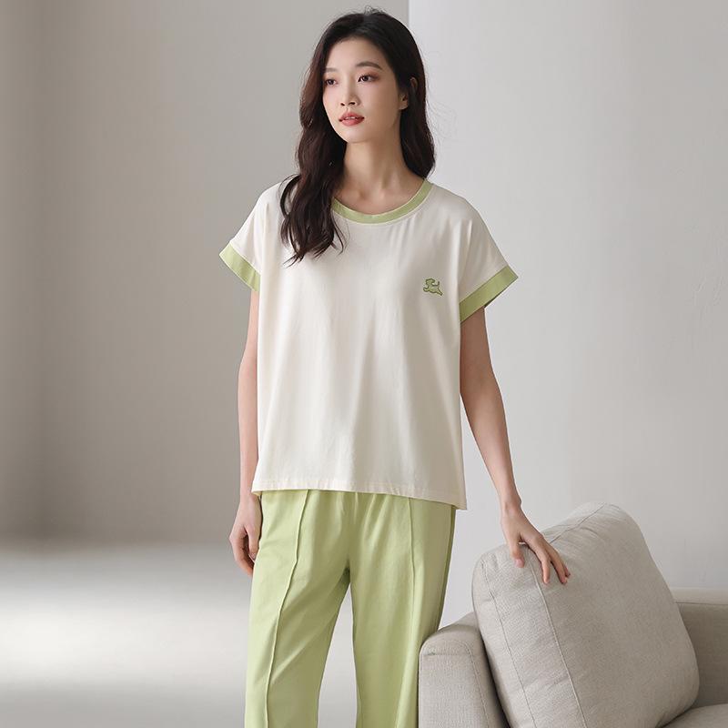 Lyocell Women's Summer Short Sleeve Pajama Set with Chest Pads - Casual Plus Size Home Wear