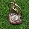 Brass Antique Nautical Vintage Style Victoria Table Clock with Compass On Wood Base Best for Home, Office Decor.