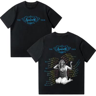 Das Addison Rae Tour 2026 T-Shirt Addison Rae Album Merch Vintage T-Shirts Damen Herren Mode Baumwolle Kurzarm T-Shirts Sommer Y2K