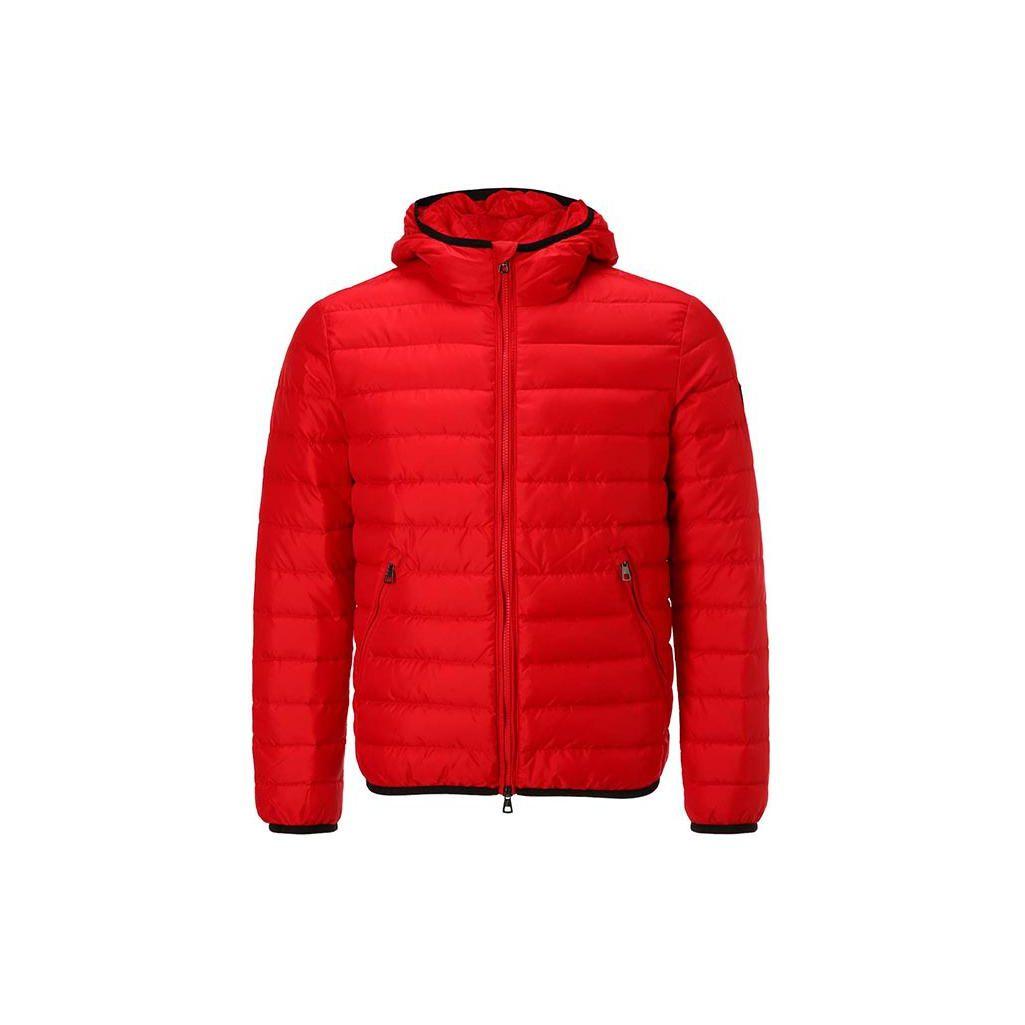 Emporio Armani EA7 Effen Kleur Letterprint Warm Met Capuchon Rits Getailleerd Donsjack Heren Buitenjas Rood 6HPB16-PN22Z-1451 M red
