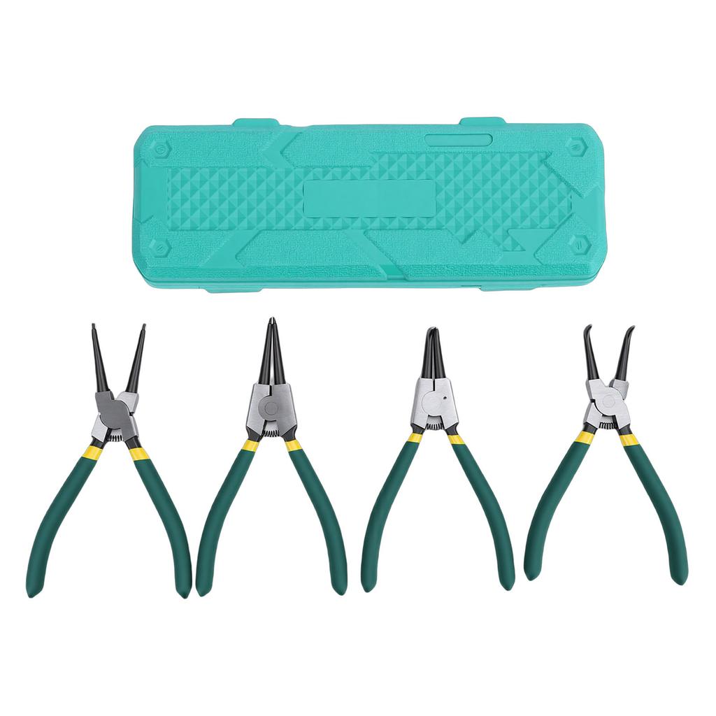 4PCS 7 Inch Internal External Snap Ring Pliers Set with Straight Bent Jaw for Removal and Installation of Automotive