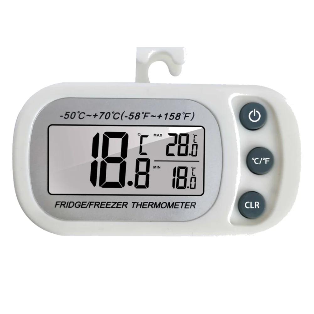 Digitales Kühlschrankthermometer Großes LCD Wasserdicht Kühlschrank Gefrierschrank Thermometer Magnetische Rückseite & Haken für Küche Haushalt Restaurant
