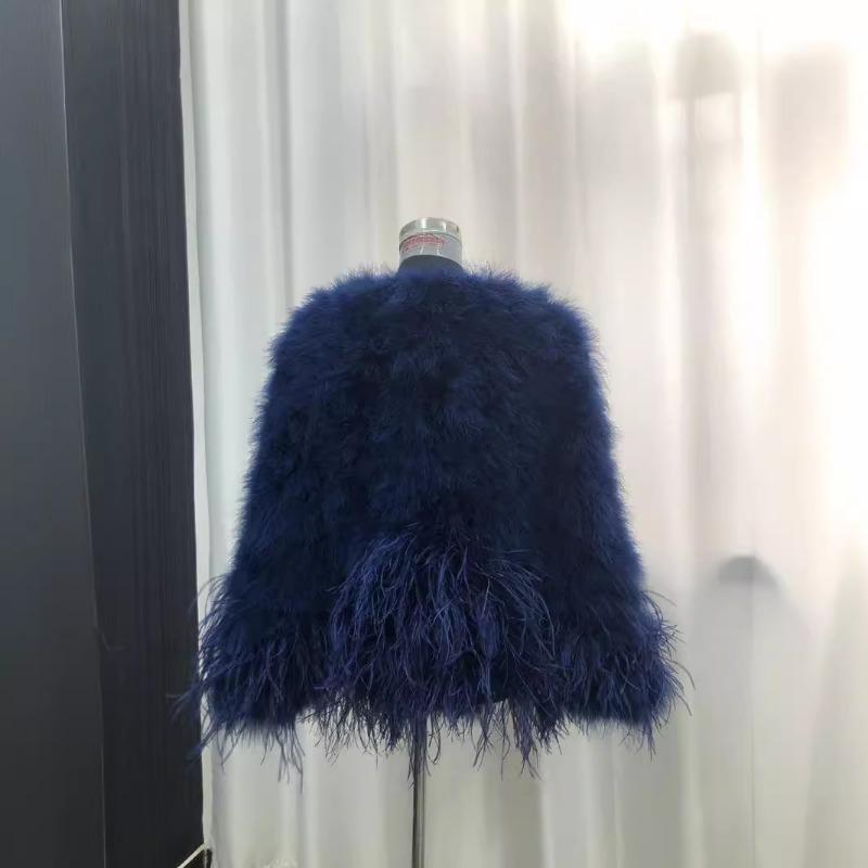 Ostrich fur turkey fur coat women's fur top short winter cotton winter