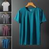 T-shirt estiva da uomo maniche corte tinta unita sciolto casual traspirante morbido pullover di media lunghezza elastico da uomo top quotidiano