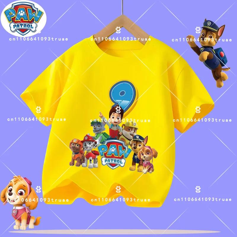 1-12 years old summer Polyester T-shirt for PAW Patrol children's short-sleeved casual top for girls and boys with cartoon print