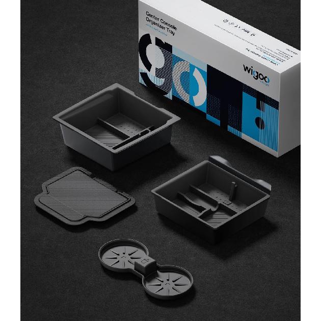 Wigoo Tesla New Model Y Juniper & Model 3 Center Console Organizer [Double Layer Space, Slide Smoothly] Model 3 (2024~2025)/New Model Y Juniper
