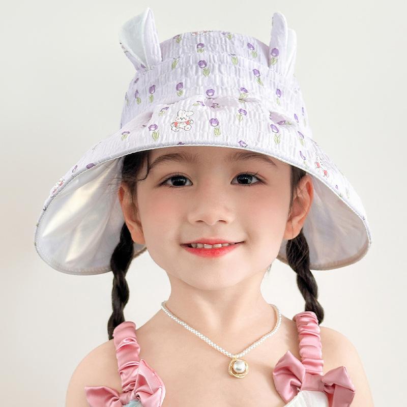 Korejská verze malého květinového lesního slunečního klobouku dětského klobouku jarního a letního nebeského klobouku se širokou krempou dívčího slunečního klobouku
