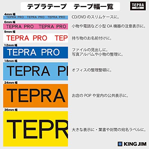 King Jim [Genuine] Tepra PRO Tape Cartridge 4mm White Label/Black Letters Length 8m SS4K