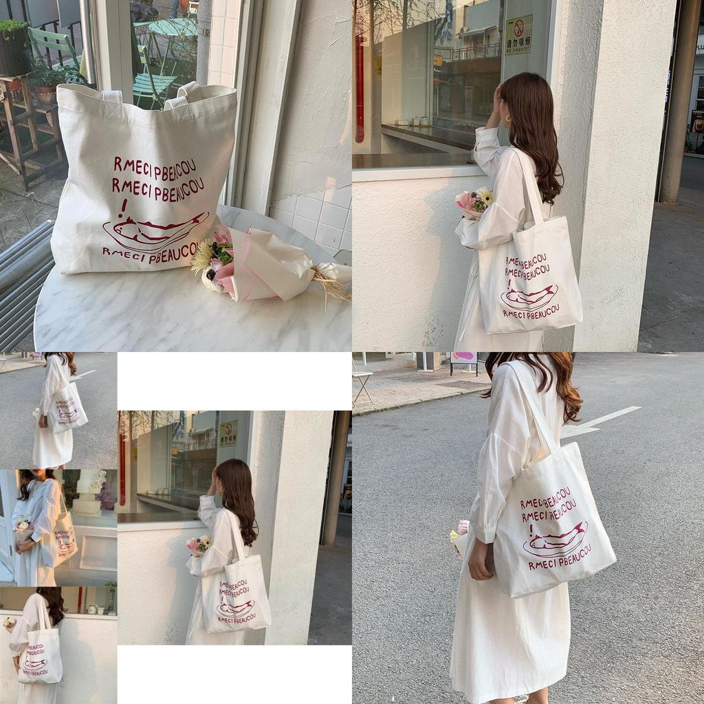 Stylish Korean Canvas Tote Bag Casual Shoulder Bag For Female Students