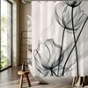 Abstract Art Flower Pattern Digital Printing Shower Curtain, Bathroom Home Decoration, Complimentary Hook, Machine Washable